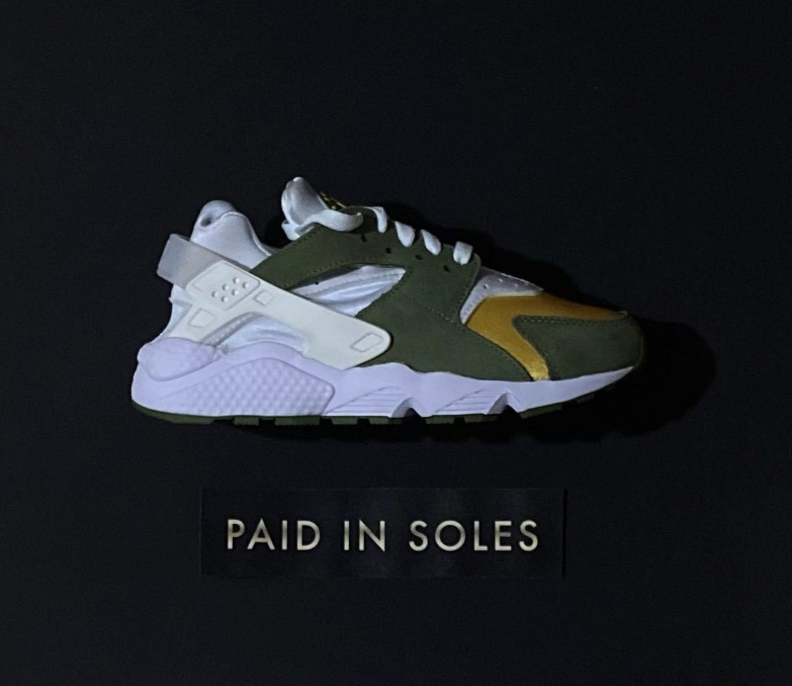 Nike Air Huarache Stussy Dark Olive Paid In Soles